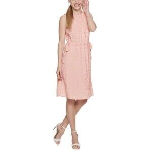 NWT Juicy Couture Blush Pink Gold Sleeveless Dress XXL Lightweight Cinched Waist